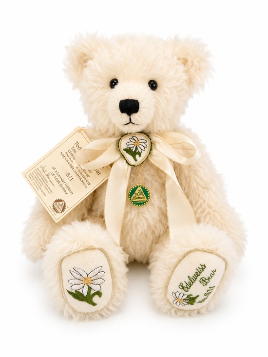 Hermann Other - BEAUTIFUL!! Hermann White German Mohair Edelweiss Musical Bear!